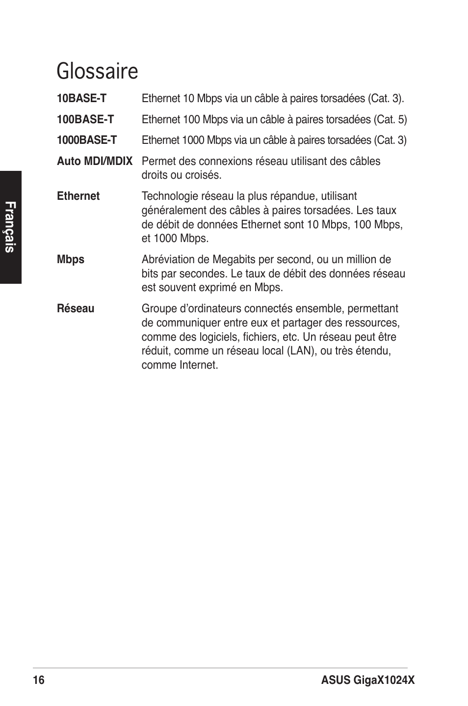 Glossaire | Asus GigaX1024X User Manual | Page 17 / 57