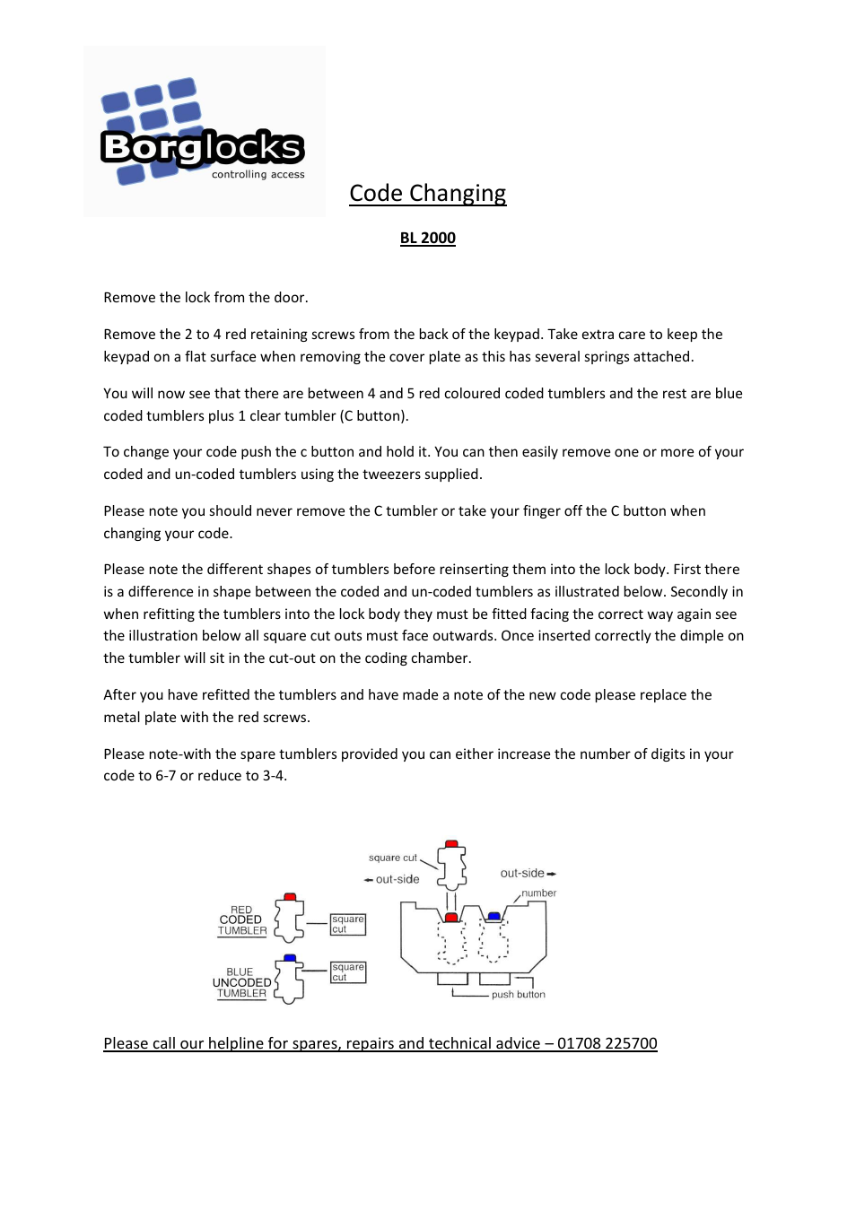 Borg Locks BL 2000 Series Code change instructions User Manual | 1 page