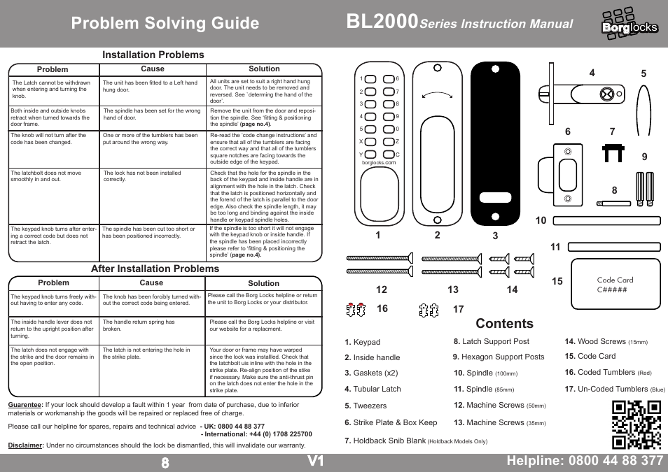 Borg Locks BL 2000 Series Instruction Manual User Manual | 4 pages