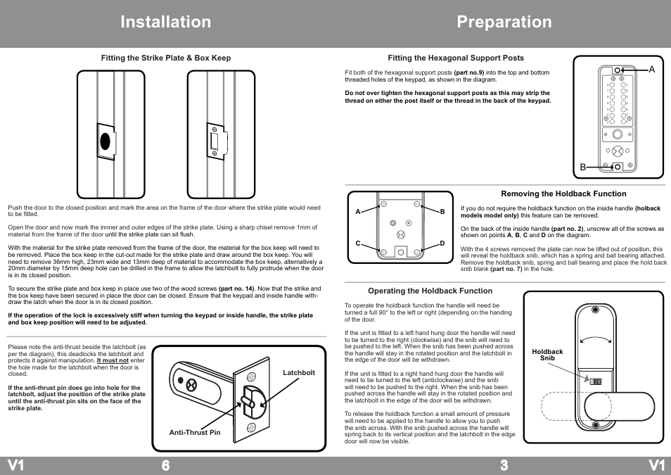 Preparation installation, V1 3 | Borg Locks BL 2000 Series Instruction Manual User Manual | Page 3 / 4