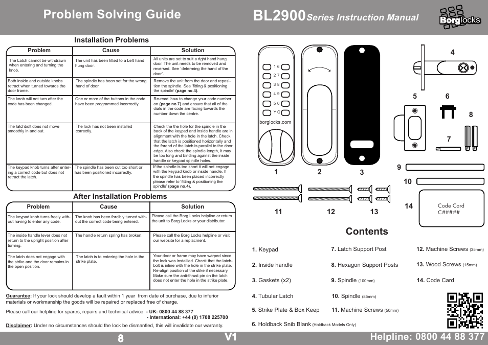 Borg Locks BL 2900 Series User Manual | 4 pages