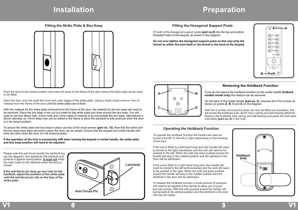 Preparation installation, V1 3 | Borg Locks BL 2900 Series User Manual | Page 3 / 4