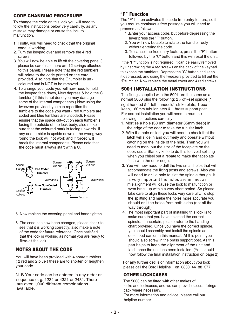 5001说明书2013.3(c) | Borg Locks BL 5001 Series User Manual | Page 3 / 5