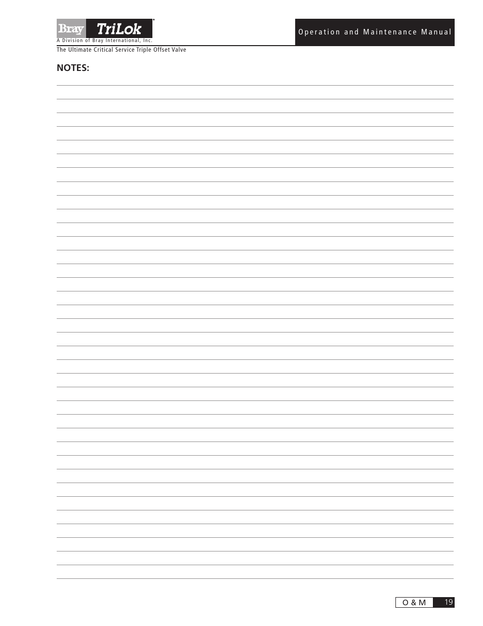 Bray Triple Offset User Manual | Page 21 / 24
