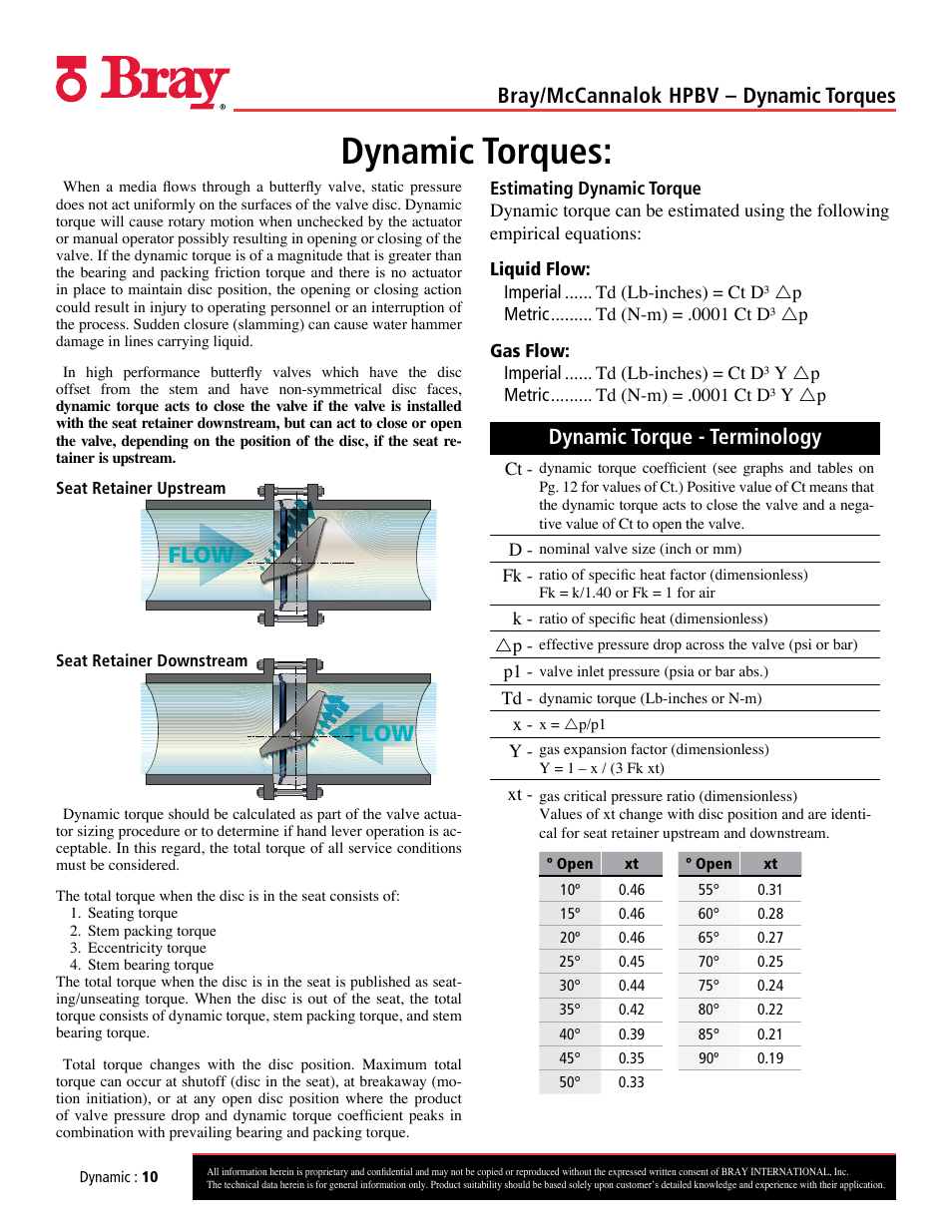 Dynamic torques, Flow, Bray/mccannalok hpbv – dynamic torques | Dynamic torque - terminology | Bray 40_41 User Manual | Page 10 / 23