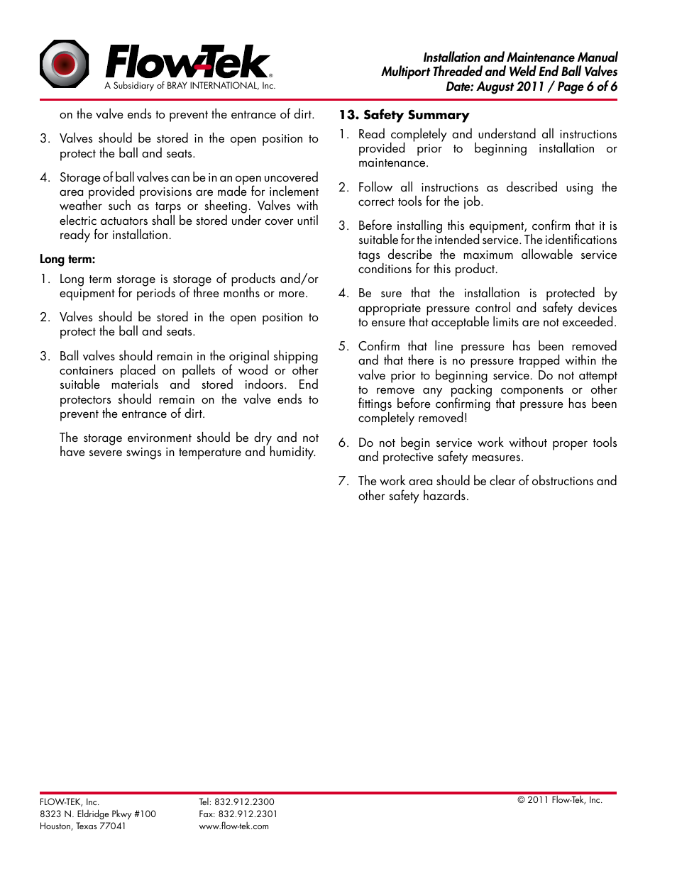 Bray Cryogenic User Manual | Page 6 / 6