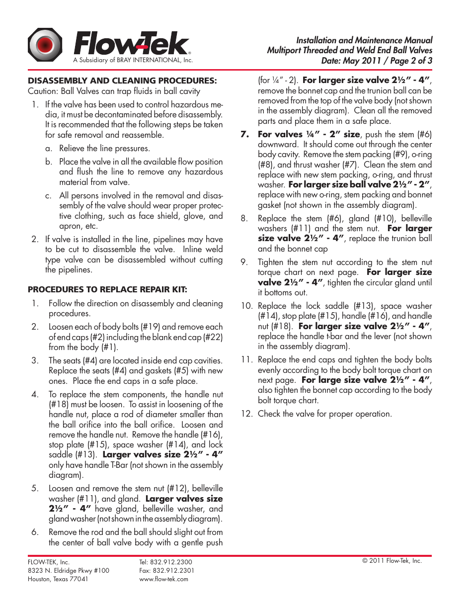 Bray Multi-Port Series User Manual | Page 2 / 3