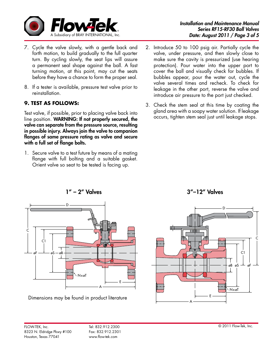 Bray RF15 & RF30 User Manual | Page 3 / 5