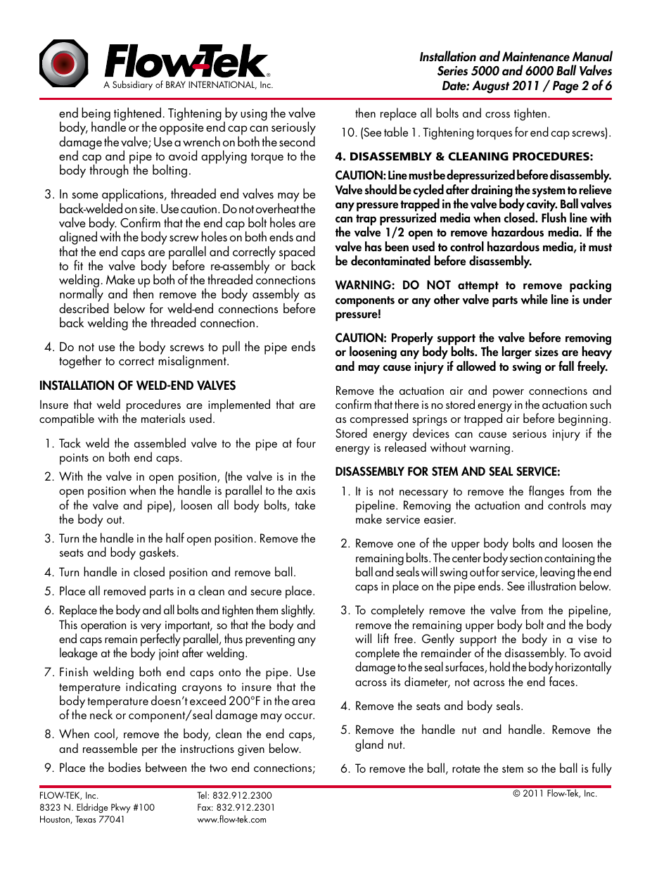 Bray 5000_6000 Series User Manual | Page 2 / 6