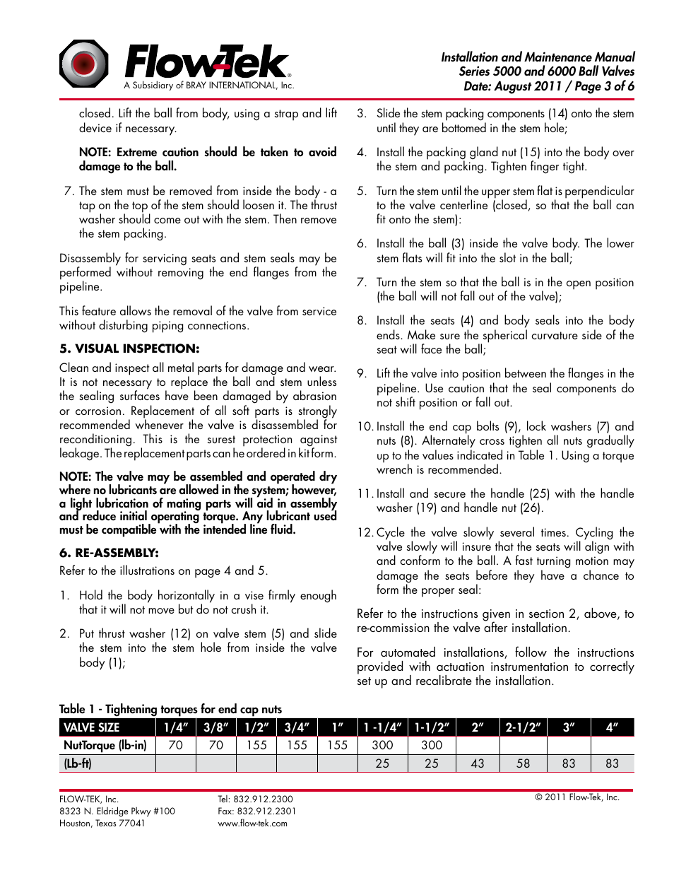 Bray 5000_6000 Series User Manual | Page 3 / 6