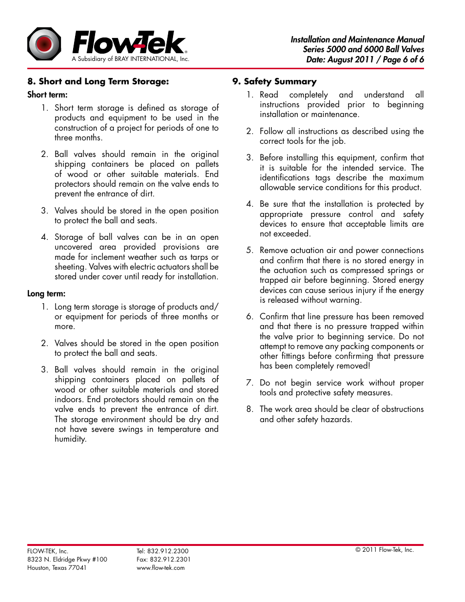 Bray 5000_6000 Series User Manual | Page 6 / 6
