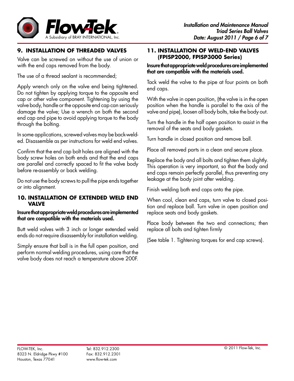 Bray Triad Series User Manual | Page 6 / 7