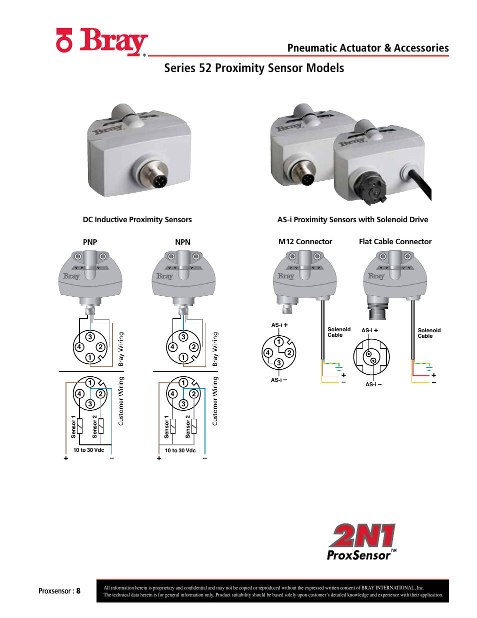 Series 52 proximity sensor models, Pneumatic actuator & accessories | Bray Pneumatic Actuators & Accessories User Manual | Page 8 / 13