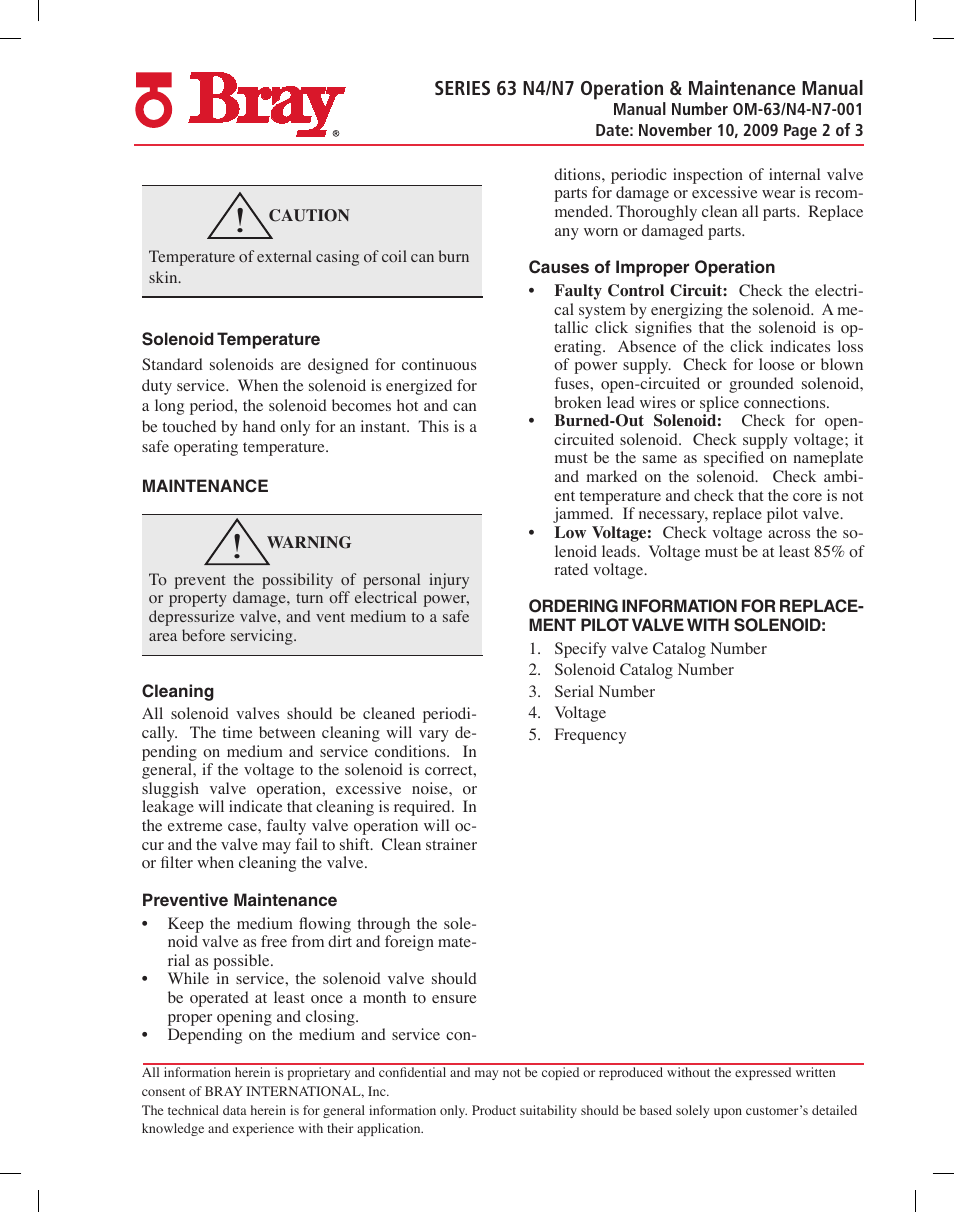 Bray 63 N4_N7 Series User Manual | Page 2 / 3