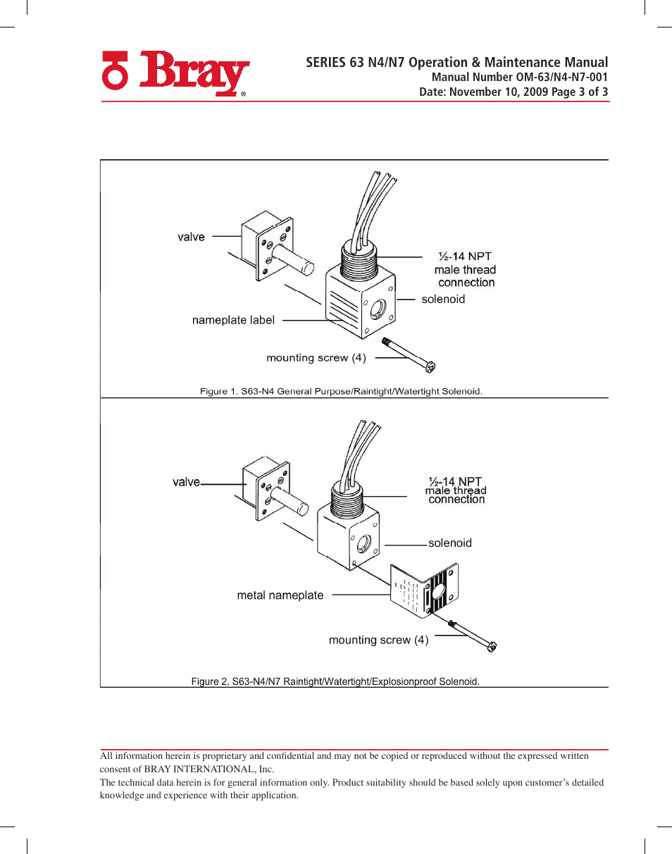 Series 63 n4/n7 operation & maintenance manual | Bray 63 N4_N7 Series User Manual | Page 3 / 3