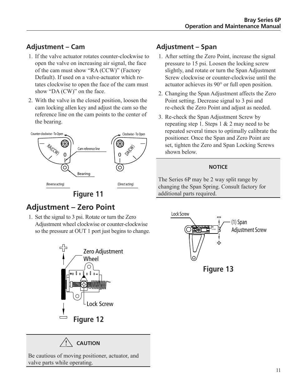 Adjustment – zero point | Bray 6P P_P Series User Manual | Page 11 / 12