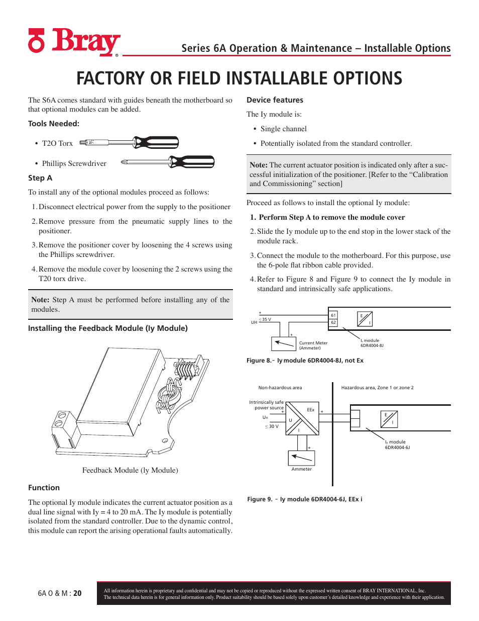 Factory or field installable options | Bray 6A Series O&M Manual User Manual | Page 20 / 42