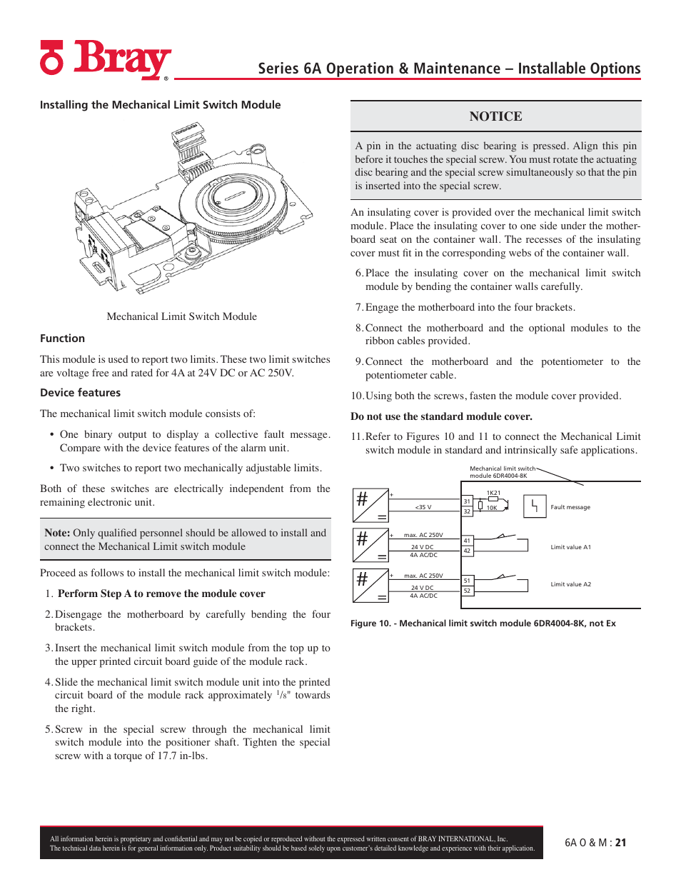 Notice | Bray 6A Series O&M Manual User Manual | Page 21 / 42