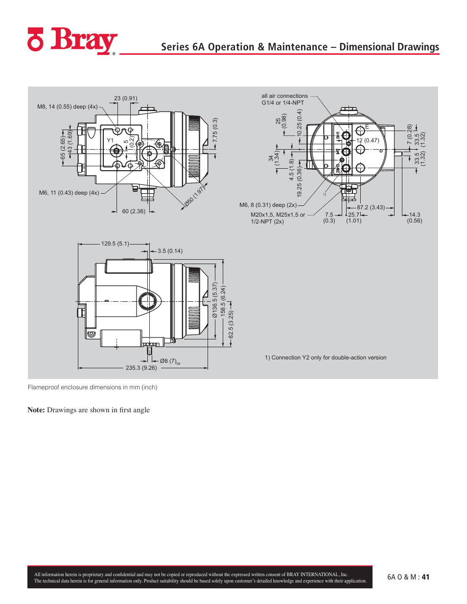 6a o & m : 41, Dimensional drawings | Bray 6A Series O&M Manual User Manual | Page 41 / 42