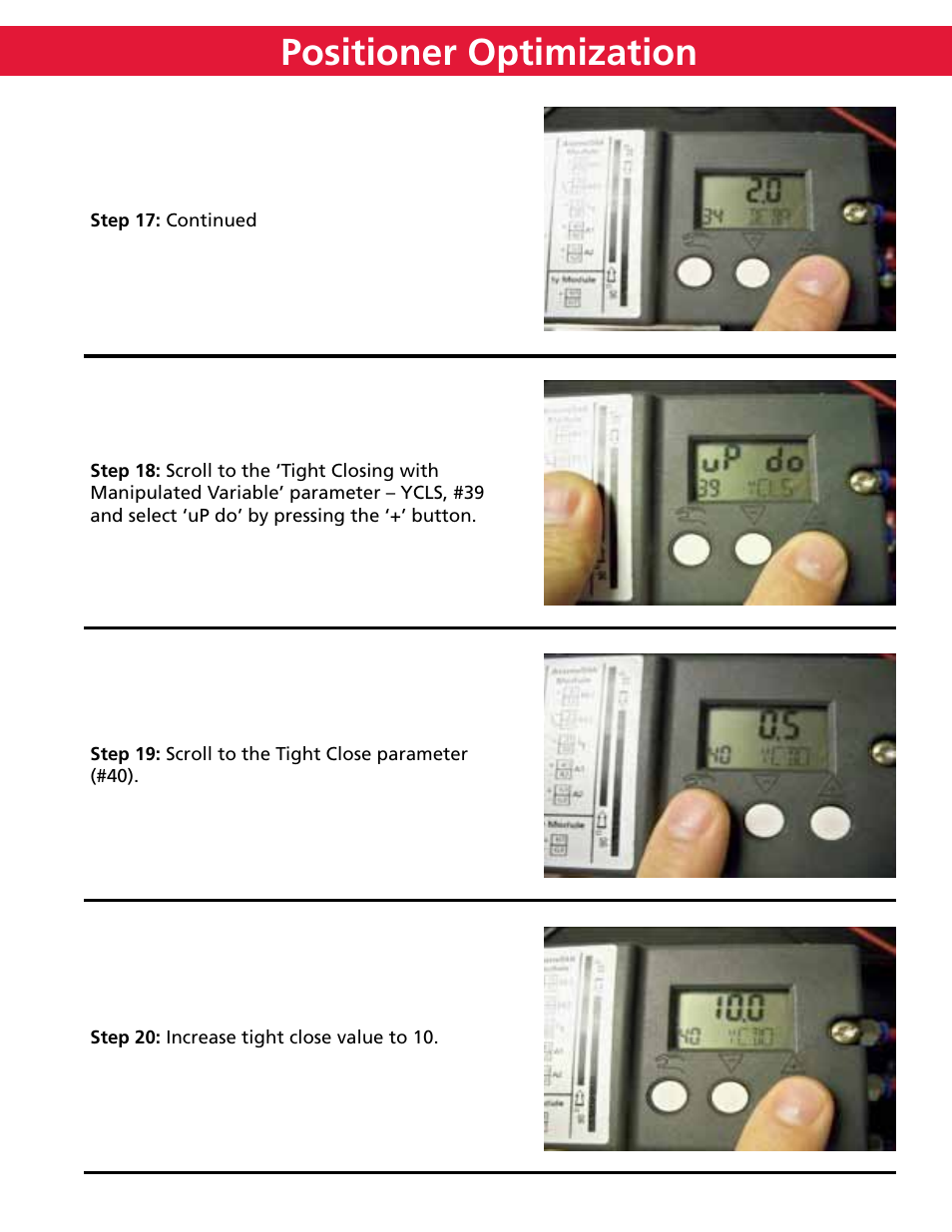 Positioner optimization | Bray 6A Series Quick Start User Manual | Page 9 / 10