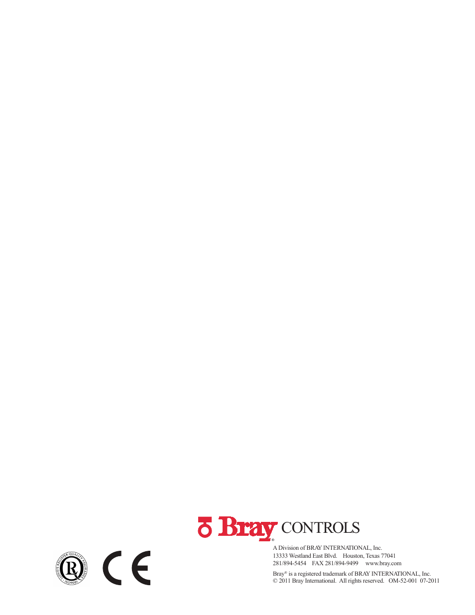 Controls | Bray 52 Series User Manual | Page 21 / 21
