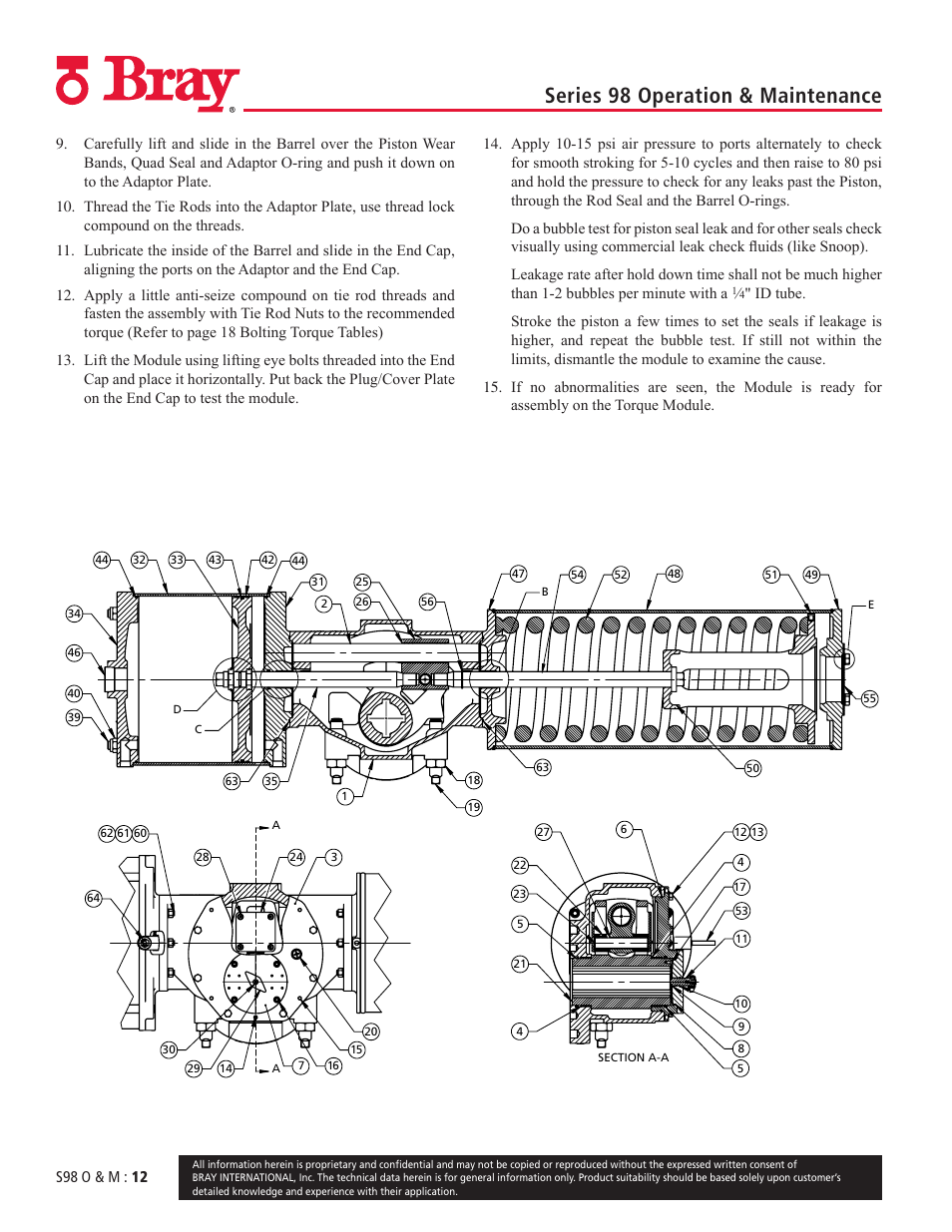 Series 98 operation & maintenance, S98 o & m : 12 | Bray 98 Series User Manual | Page 12 / 40