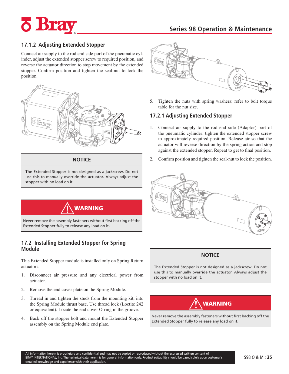 Series 98 operation & maintenance | Bray 98 Series User Manual | Page 35 / 40
