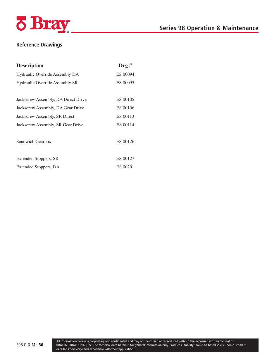 Series 98 operation & maintenance | Bray 98 Series User Manual | Page 36 / 40