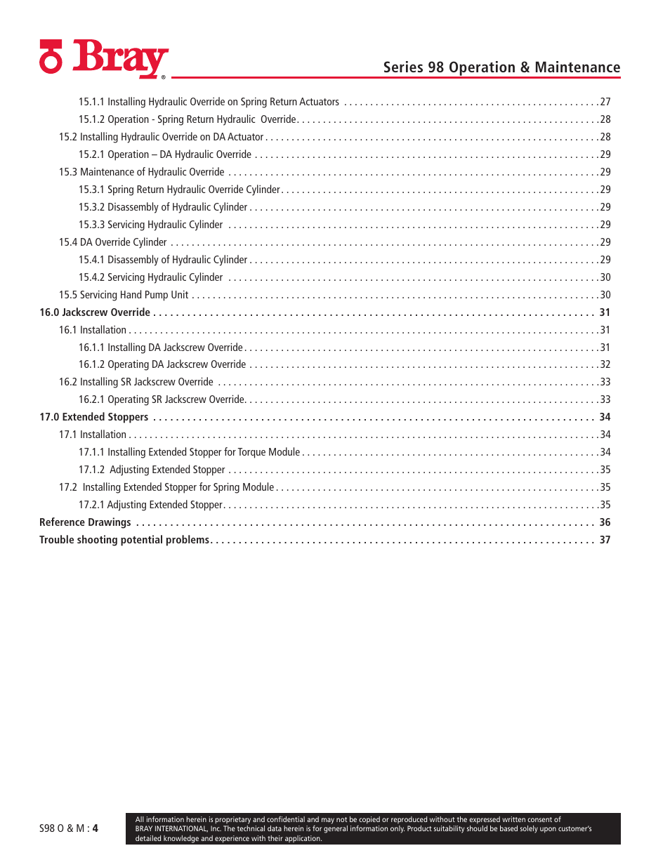 Series 98 operation & maintenance | Bray 98 Series User Manual | Page 4 / 40