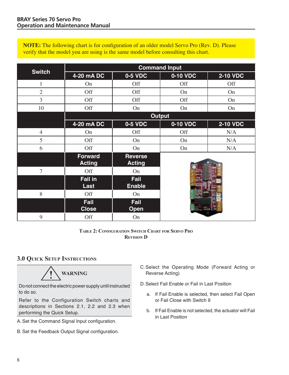 Bray 70 Series SERVO PRO User Manual | Page 10 / 22
