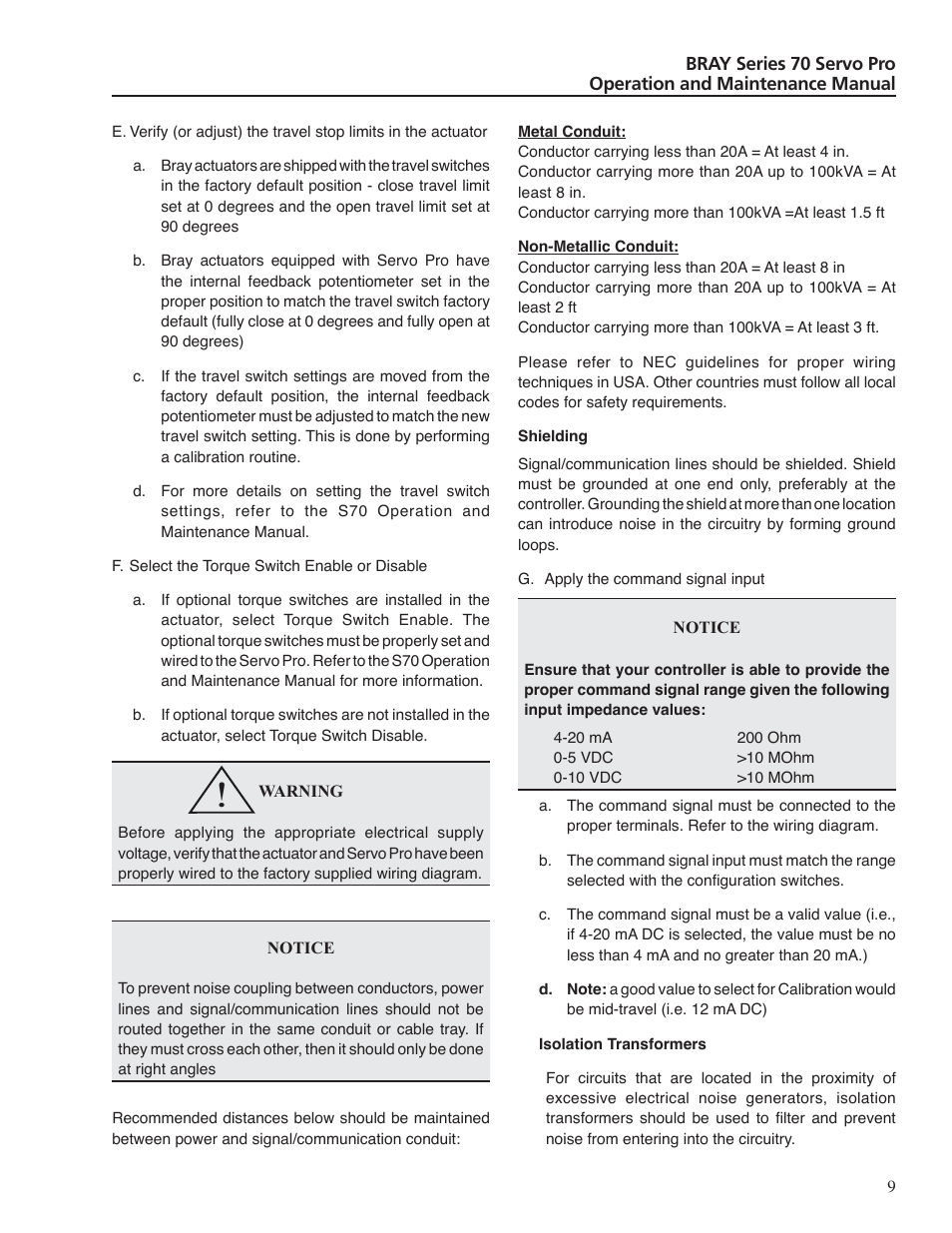Bray 70 Series SERVO PRO User Manual | Page 11 / 22