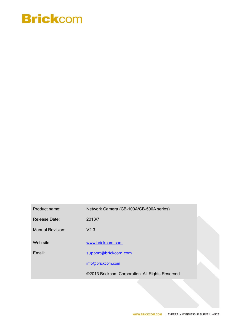Brickcom CB-500A User Manual | Page 2 / 96