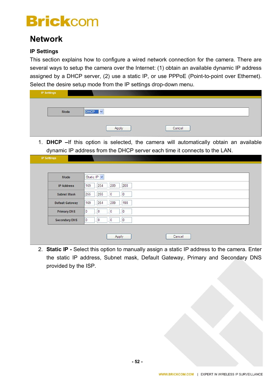 Network | Brickcom CB-500A User Manual | Page 59 / 96
