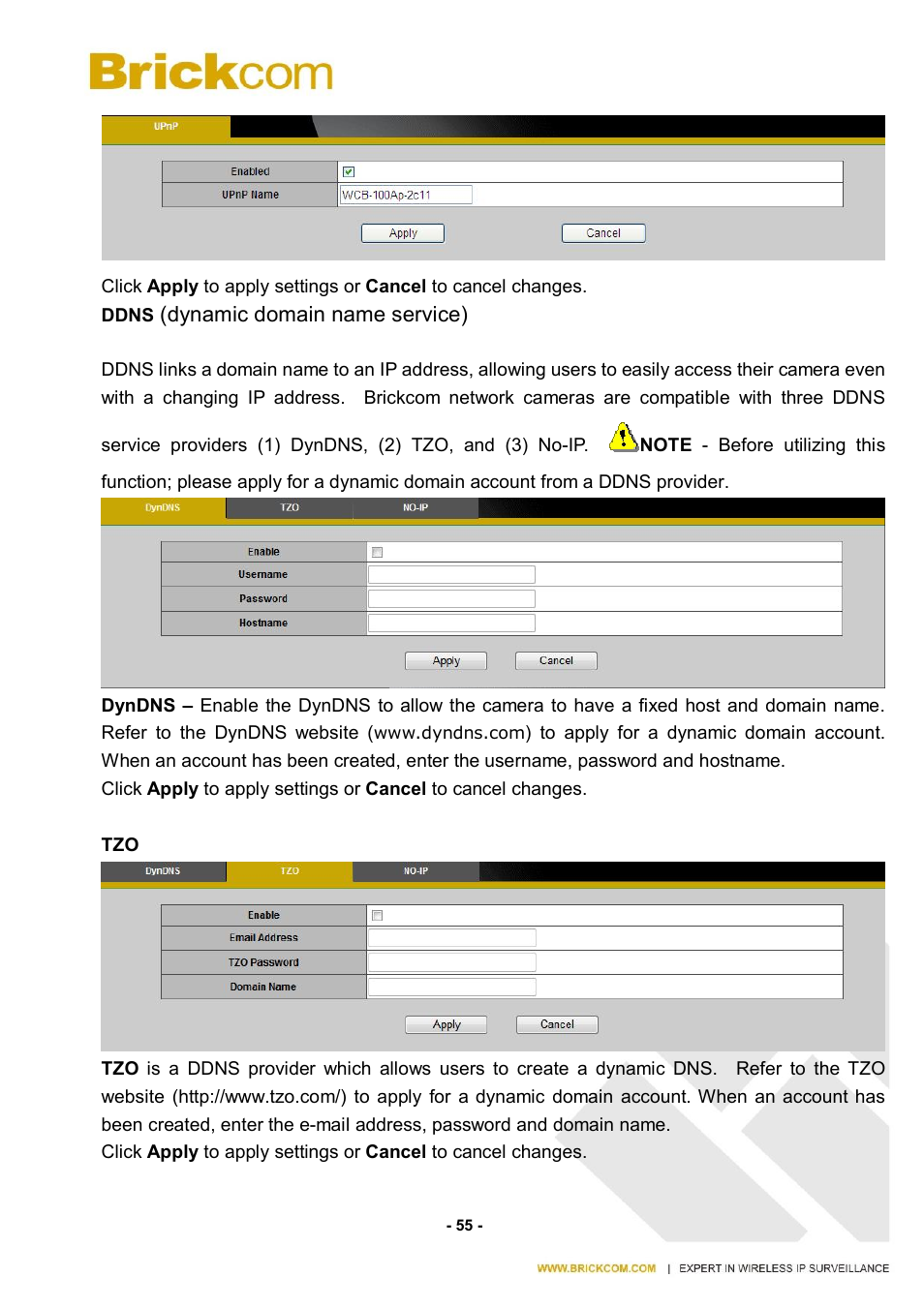 Dynamic domain name service) | Brickcom CB-500A User Manual | Page 62 / 96