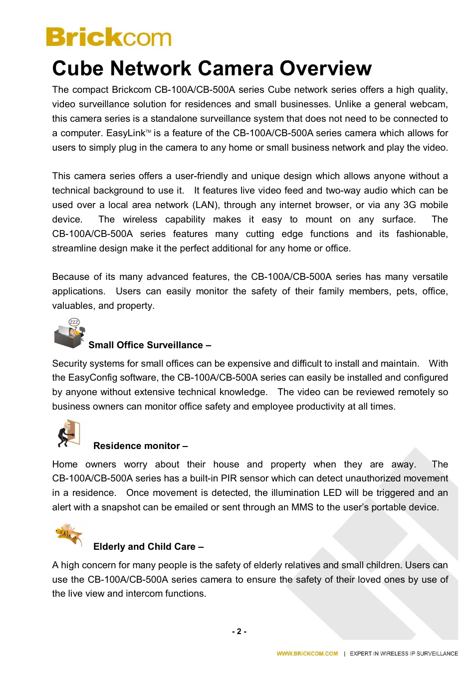 Cube network camera overview | Brickcom CB-500A User Manual | Page 9 / 96