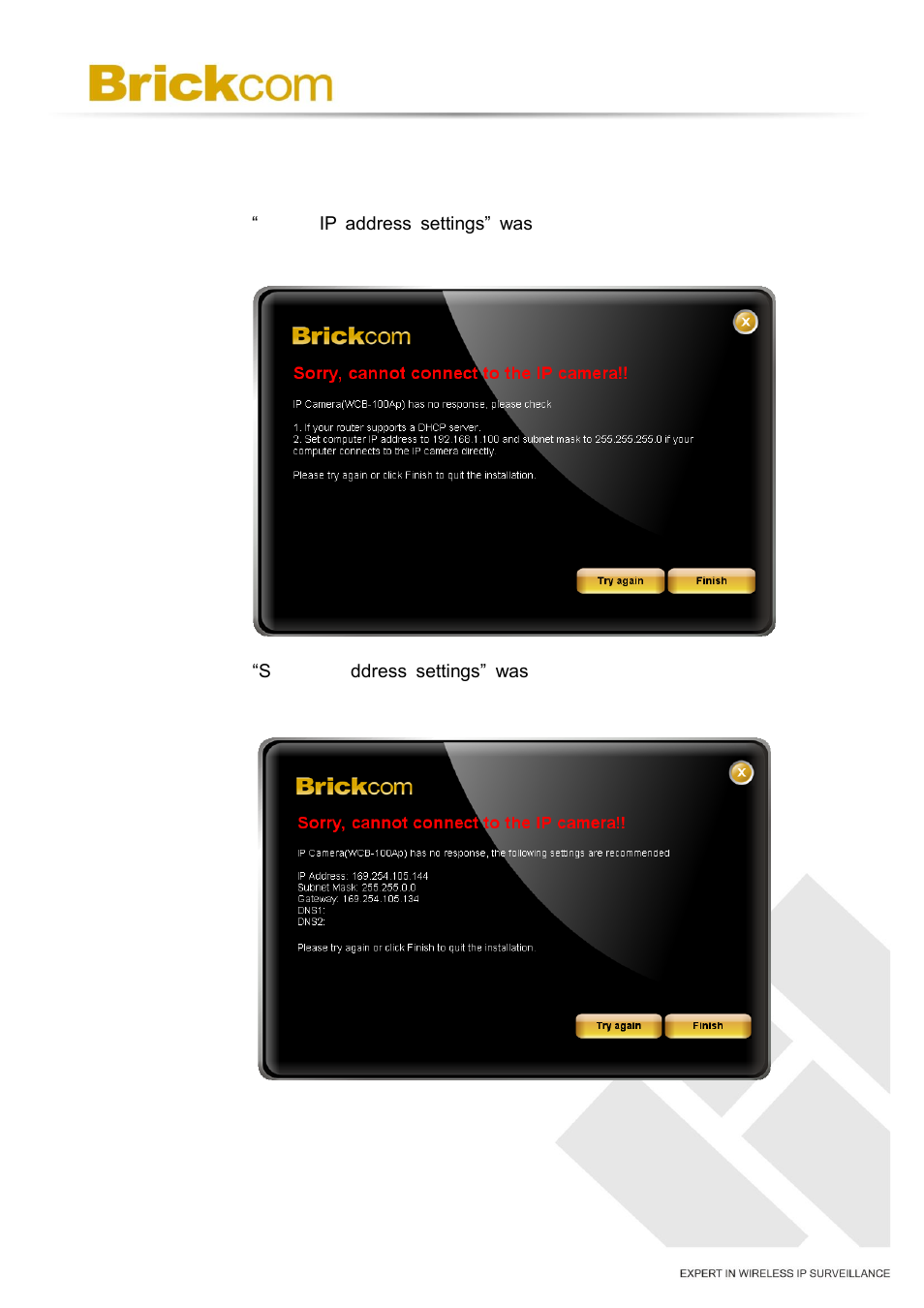 Brickcom VD-series User Manual | Page 29 / 30
