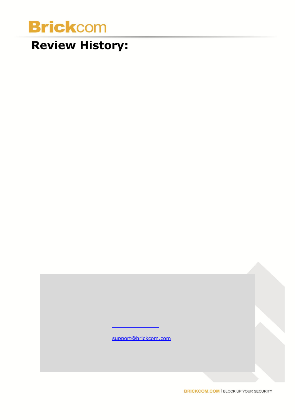 Review history | Brickcom MD-300N User Manual | Page 2 / 34
