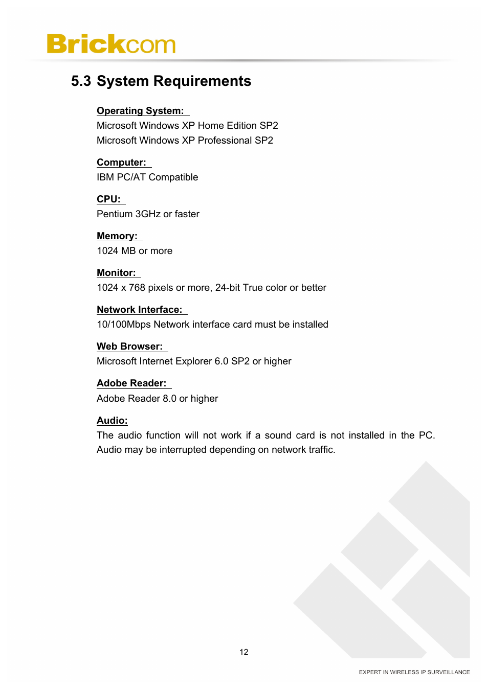 3 system requirements | Brickcom PZ-040 12x Series User Manual | Page 16 / 73