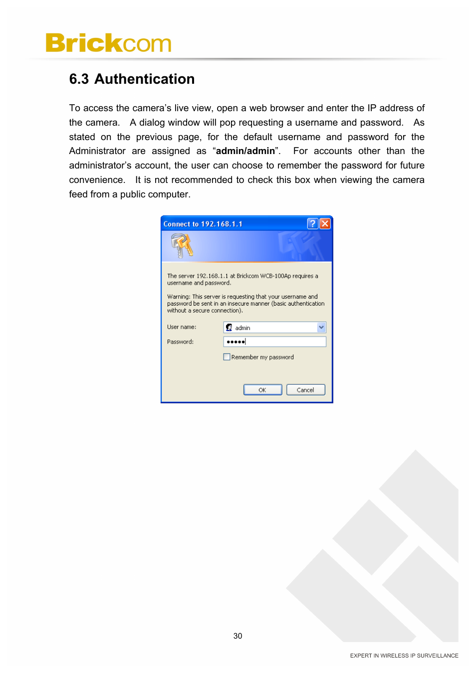 3 authentication | Brickcom PZ-040 12x Series User Manual | Page 34 / 73