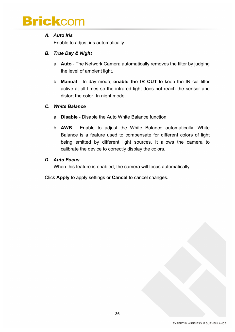 Brickcom PZ-040 12x Series User Manual | Page 40 / 73
