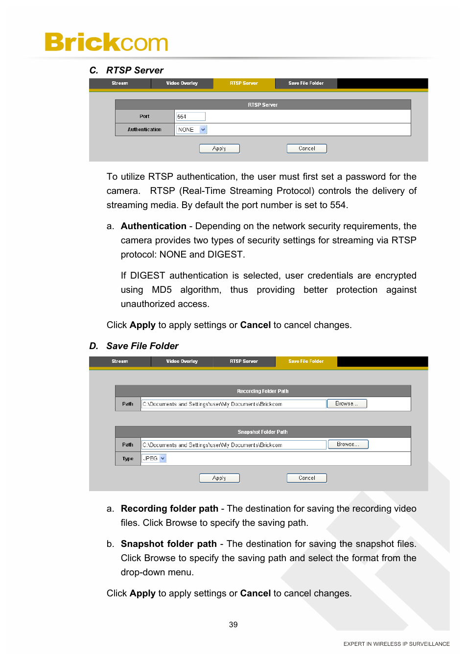 Brickcom PZ-040 12x Series User Manual | Page 43 / 73