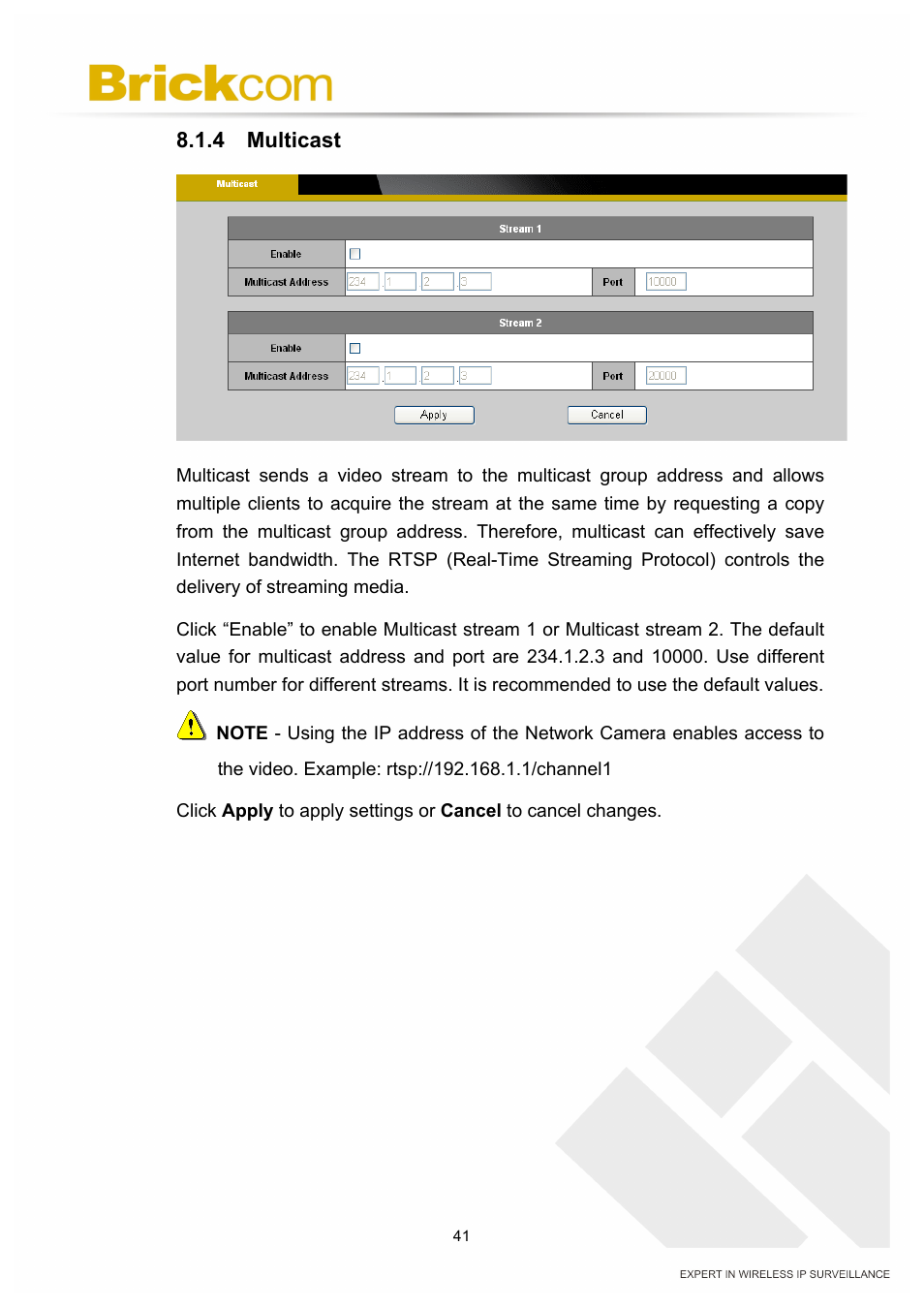 4 multicast | Brickcom PZ-040 12x Series User Manual | Page 45 / 73