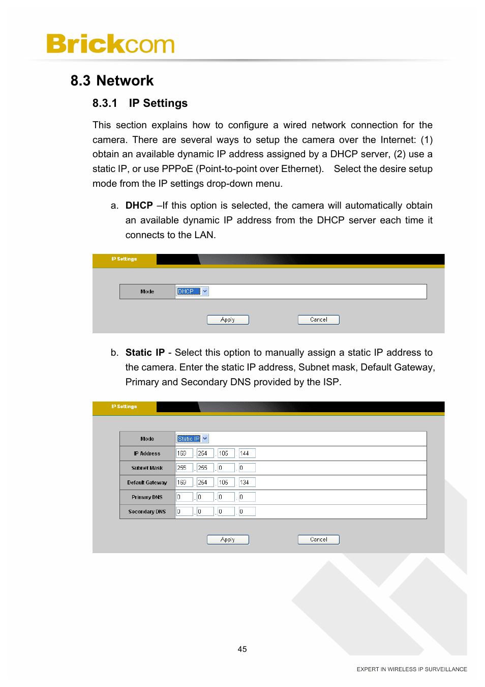 3 network | Brickcom PZ-040 12x Series User Manual | Page 49 / 73