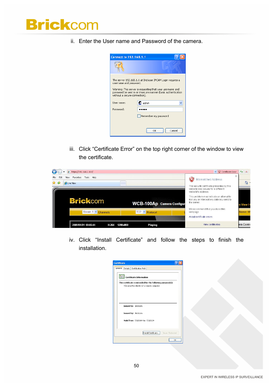 Brickcom PZ-040 12x Series User Manual | Page 54 / 73