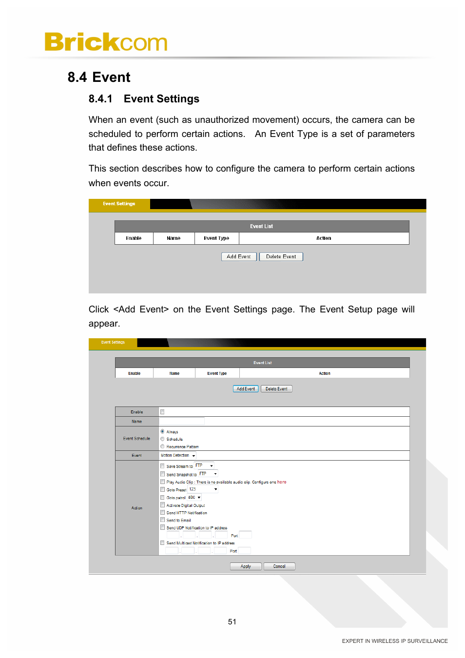 4 event | Brickcom PZ-040 12x Series User Manual | Page 55 / 73
