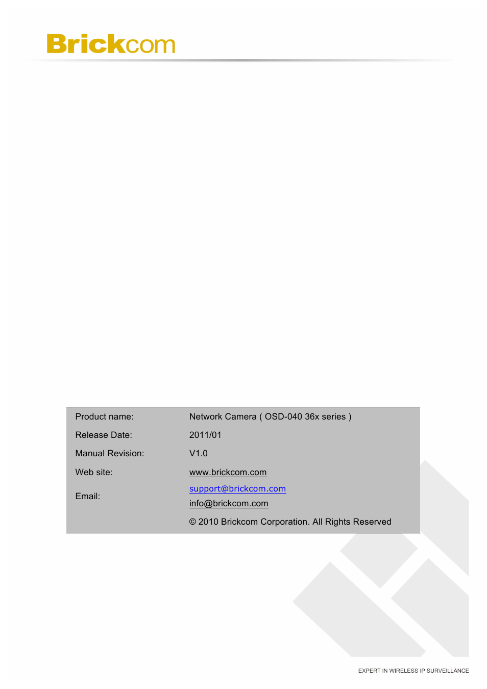 Brickcom OSD-040 36x Series User Manual | Page 2 / 74