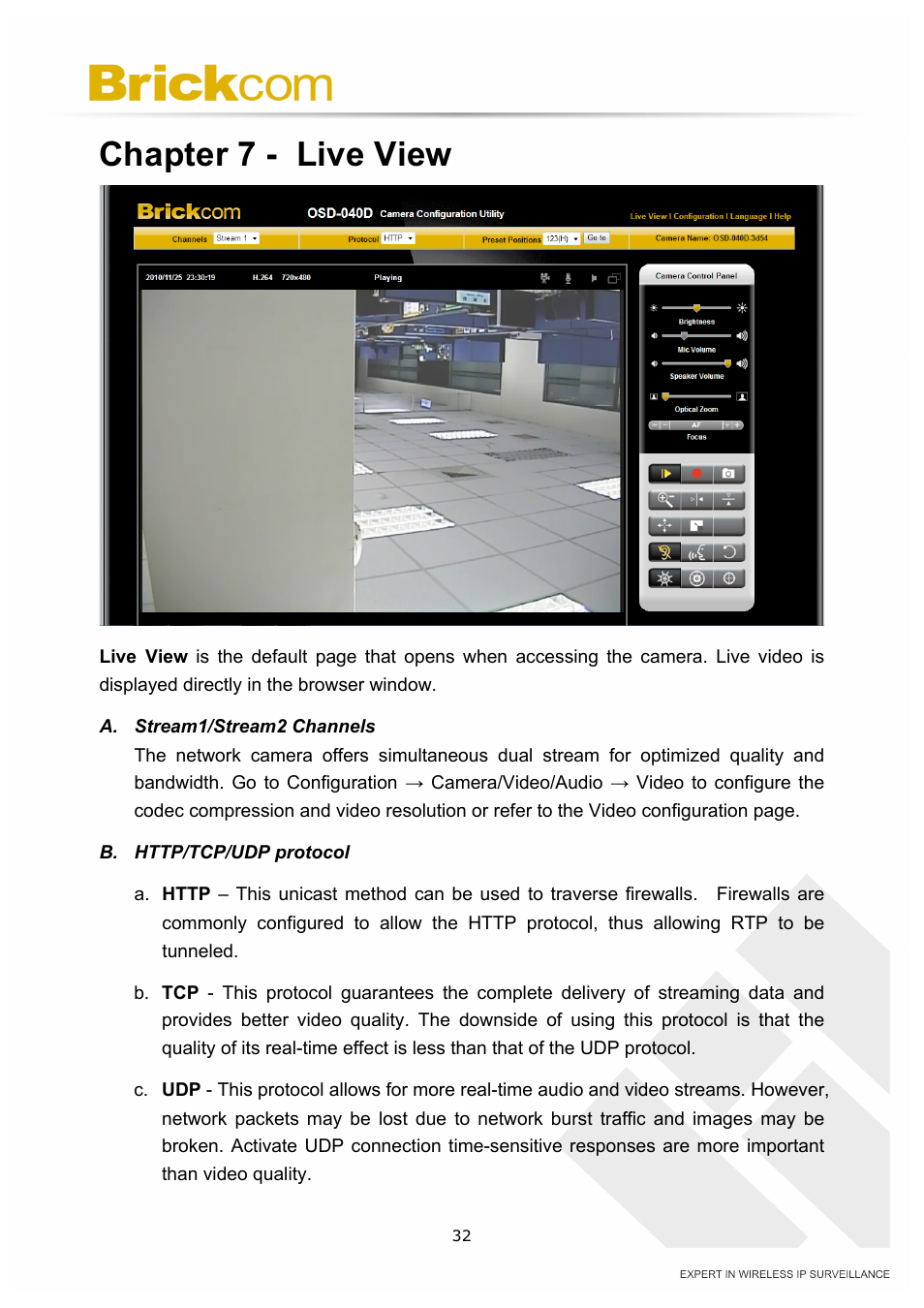 Chapter 7 - live view | Brickcom OSD-040 36x Series User Manual | Page 36 / 74