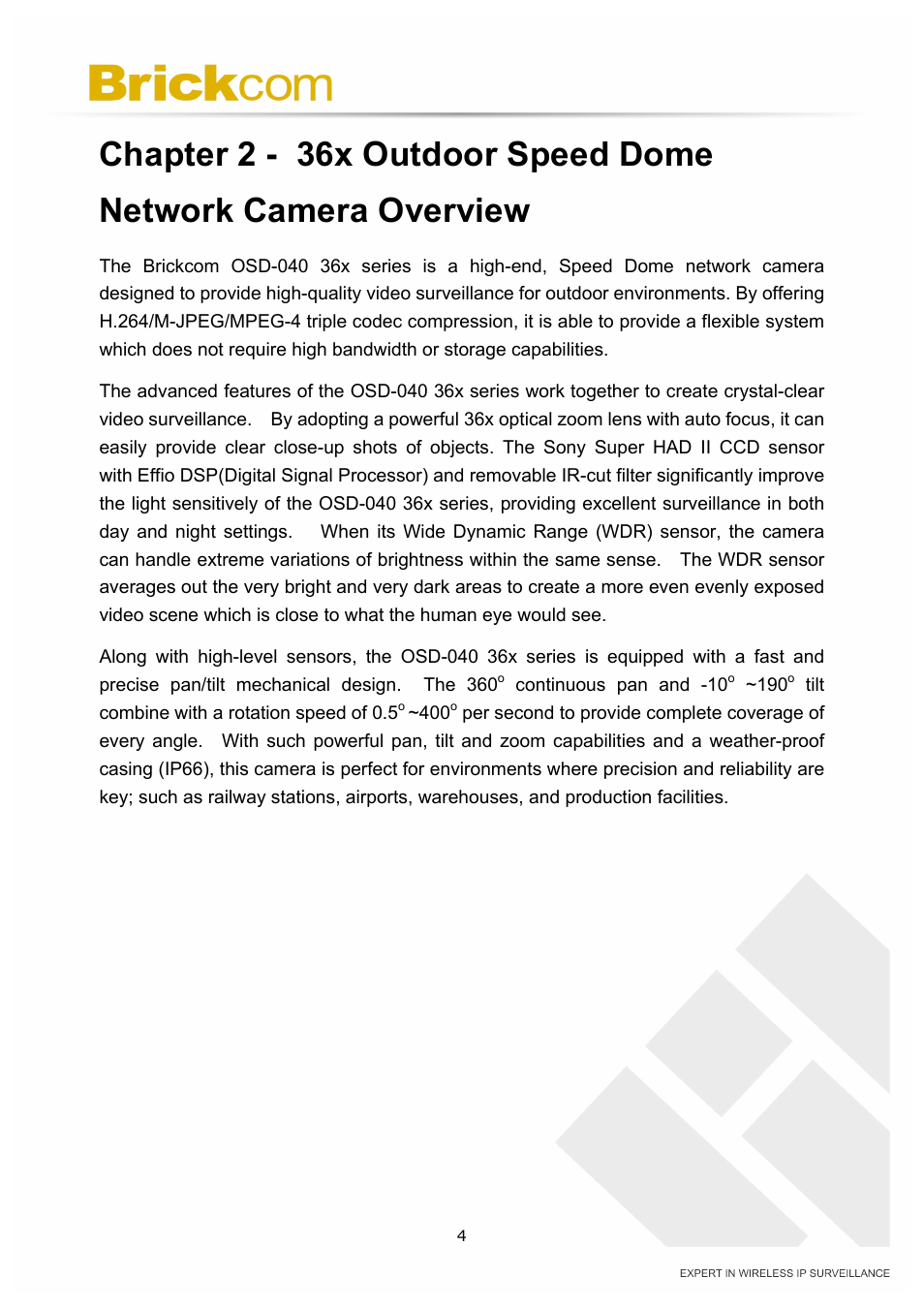 Brickcom OSD-040 36x Series User Manual | Page 8 / 74