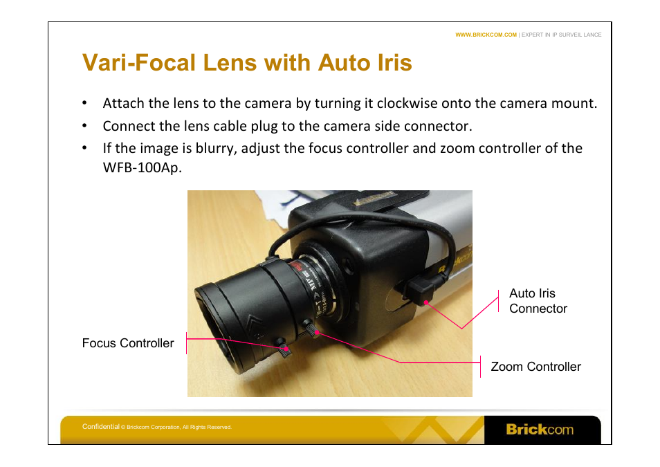 Vari-focal lens with auto iris | Brickcom WFB-100Ap User Manual | Page 5 / 14