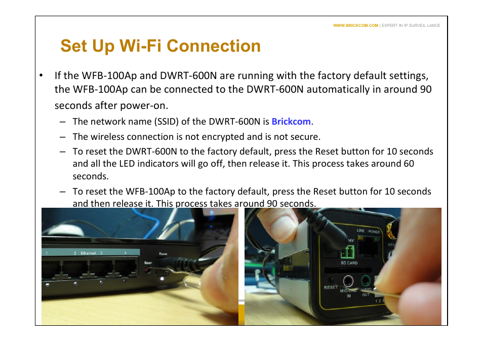 Set up wi-fi connection | Brickcom WFB-100Ap User Manual | Page 7 / 14